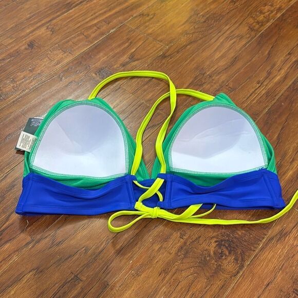 NWT Wild Fable 2X (20-22) Colorblock Blue Green Bikini Triangle Top Swim - Picture 5 of 7